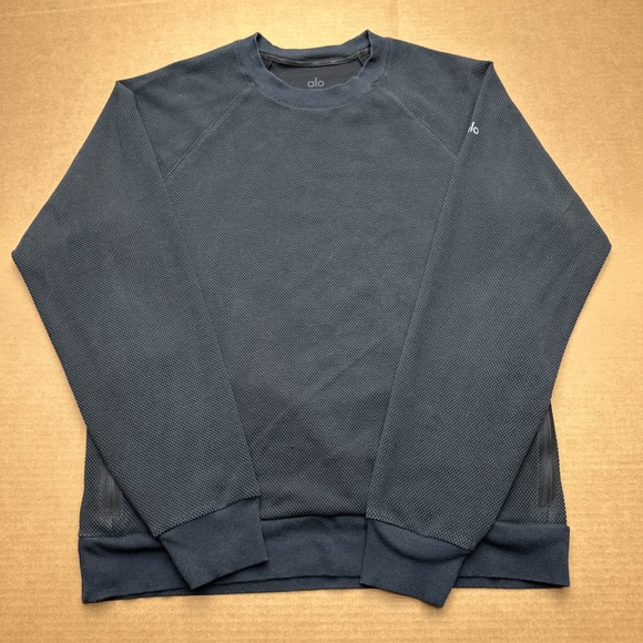 ALO Yoga Other - Alo Yoga Waffle Knit Crewneck Shirt Mens Sz L Black Long Sleeve Pullover Thermal